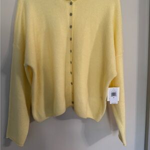 CeCe Pale Yellow Button-Front Cardigan